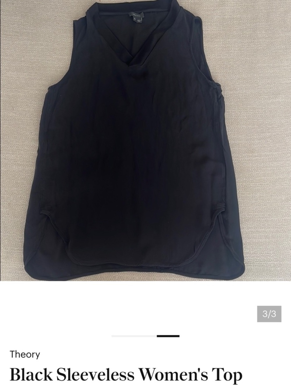 Theory Black V-Neck Sleeveless Tank Top